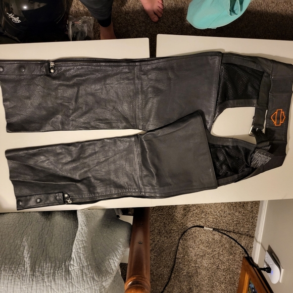 Harley Davidson Jacket and Chaps Set Orange Embroidery Large - Picture 14 of 16